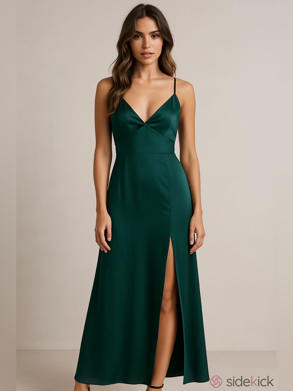 Altar’d State Elegant Emerald Satin Slip Dress Slit L Glam Hoco Vacation Cruise
